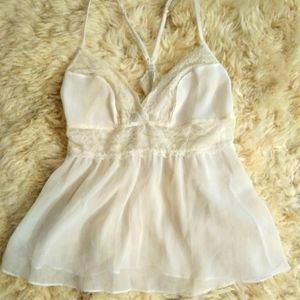 Adore Me sheer white babydoll sleepwear top